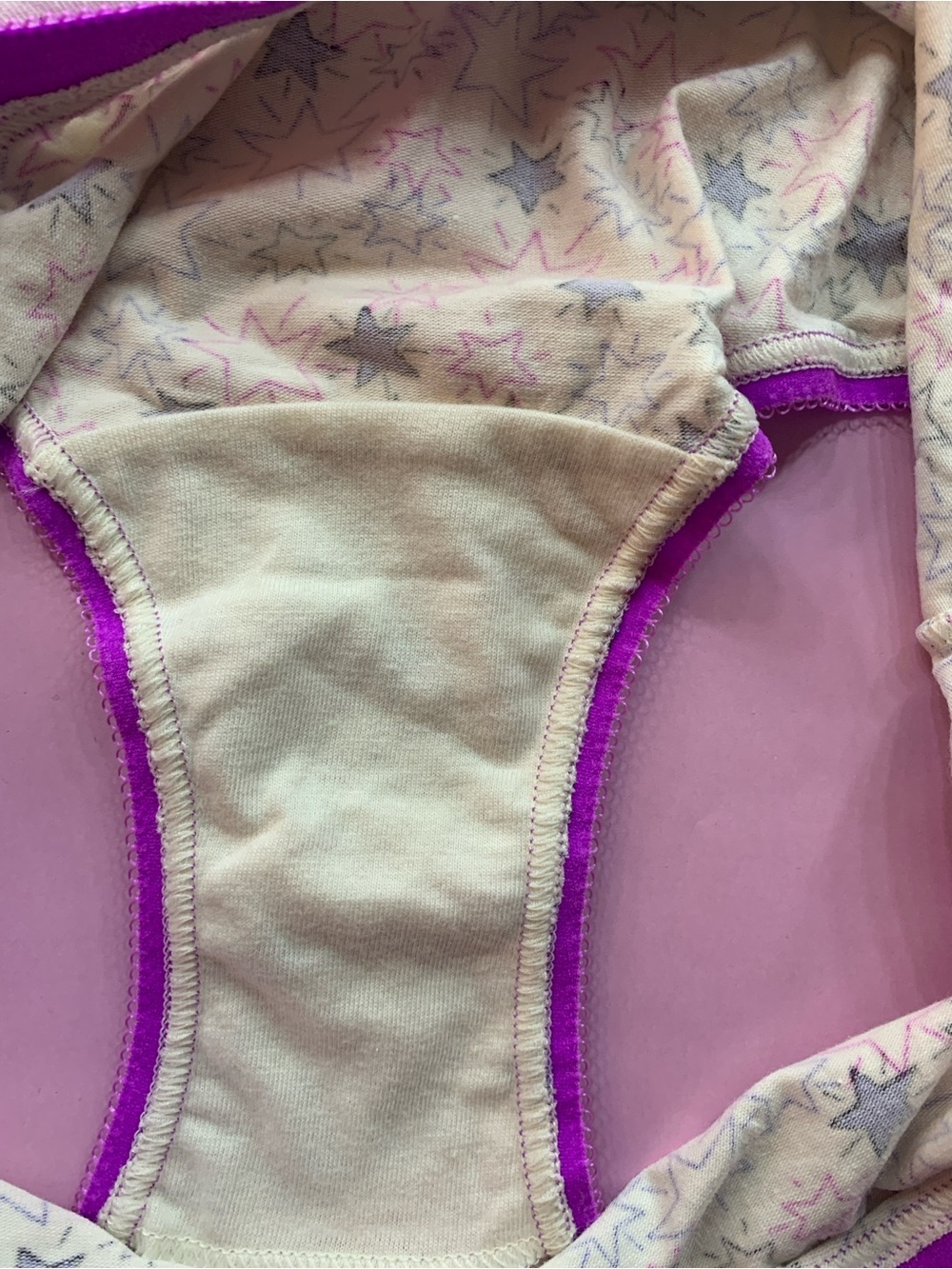 NWT: Victoria's Secret Hip Hugger Briefs - White/Purple/ Blue Stars. - Picture 3 of 3
